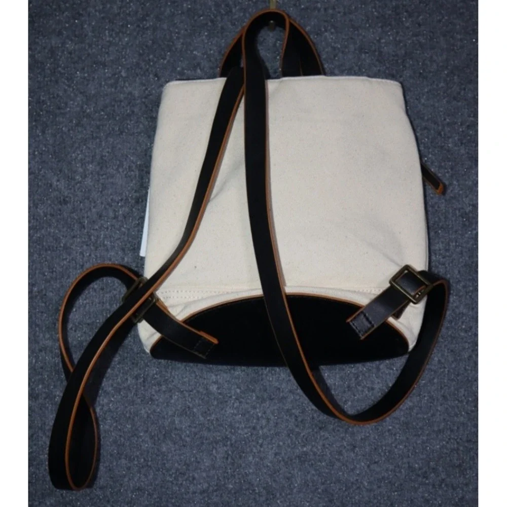Treasure‎ & Bond Backpack Women Beige Canvas Everyday Book Tote Bag Small NWT